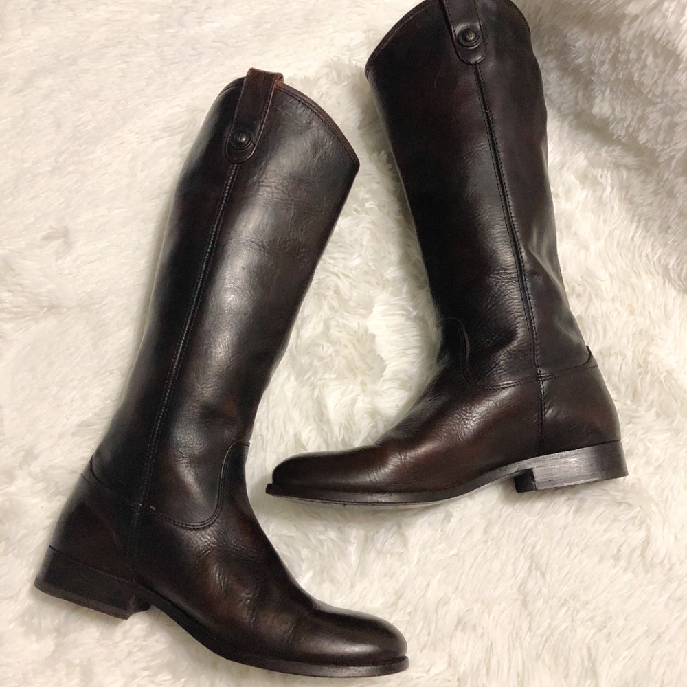 FRYE Melissa Button Leather Riding Boots. - Picture 5 of 14